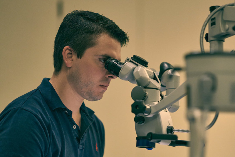 Man participating in the hands-on wet lab